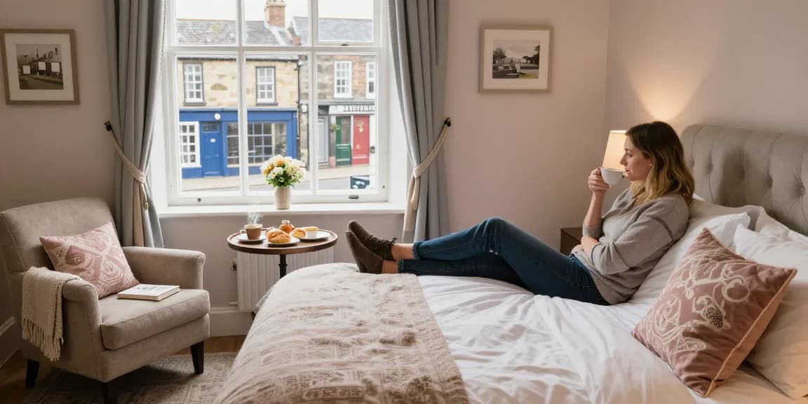 Enjoying comfort at Hotel Skipton's cozy bed and breakfast.
