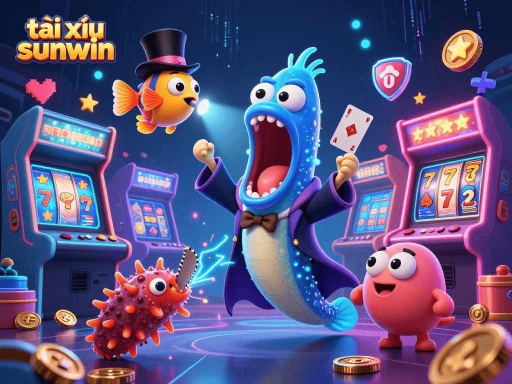 Experience tài xỉu sunwin magic with a glowing trio of underwater casino characters performing tricks.