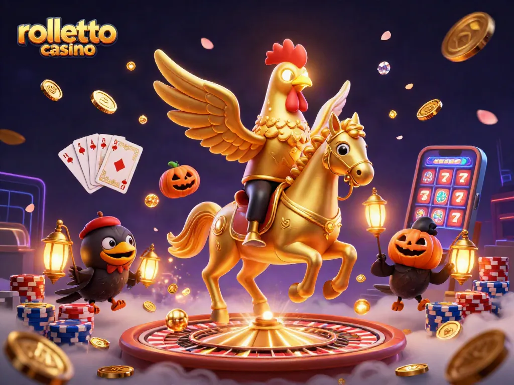 Experience excitement at rolletto casino with vibrant casino elements and animated characters.