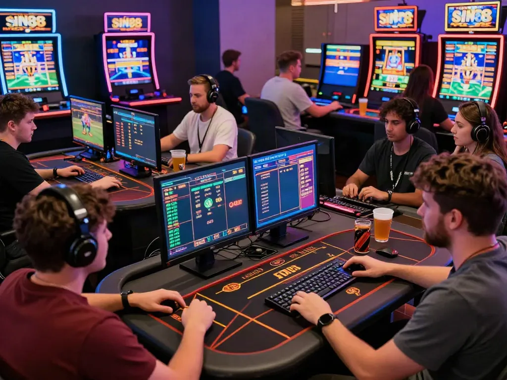 Engaged players on the trang chủ sin88 online gaming platform enjoying live casino and sports betting.