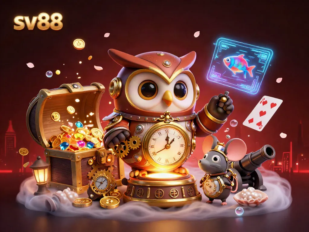 Shoot for glory with sv88's stunning treasures and vibrant casino atmosphere in this 3D illustration.