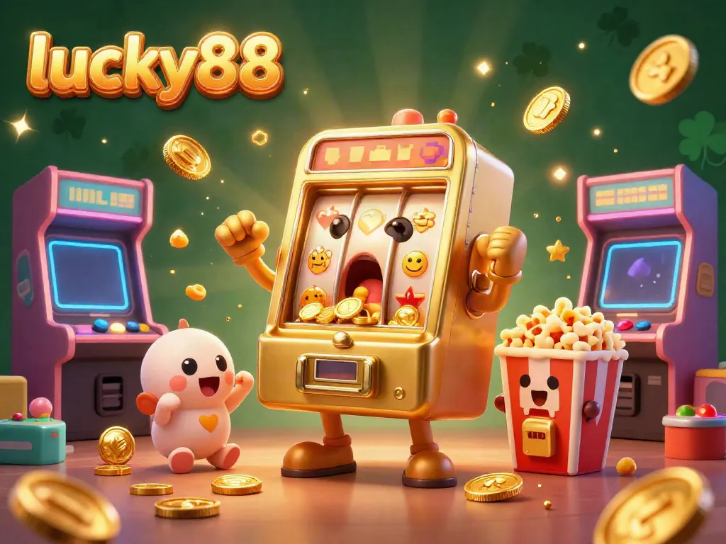 Celebrate your wins with lucky88 as slot machines hit jackpots and spark joy in this vibrant casino illustration.