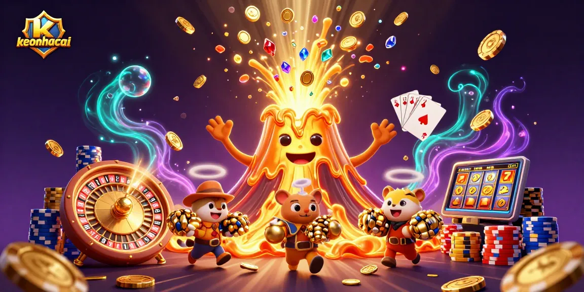 Experience thrilling action with keonhacai in this vibrant 3D casino illustration.