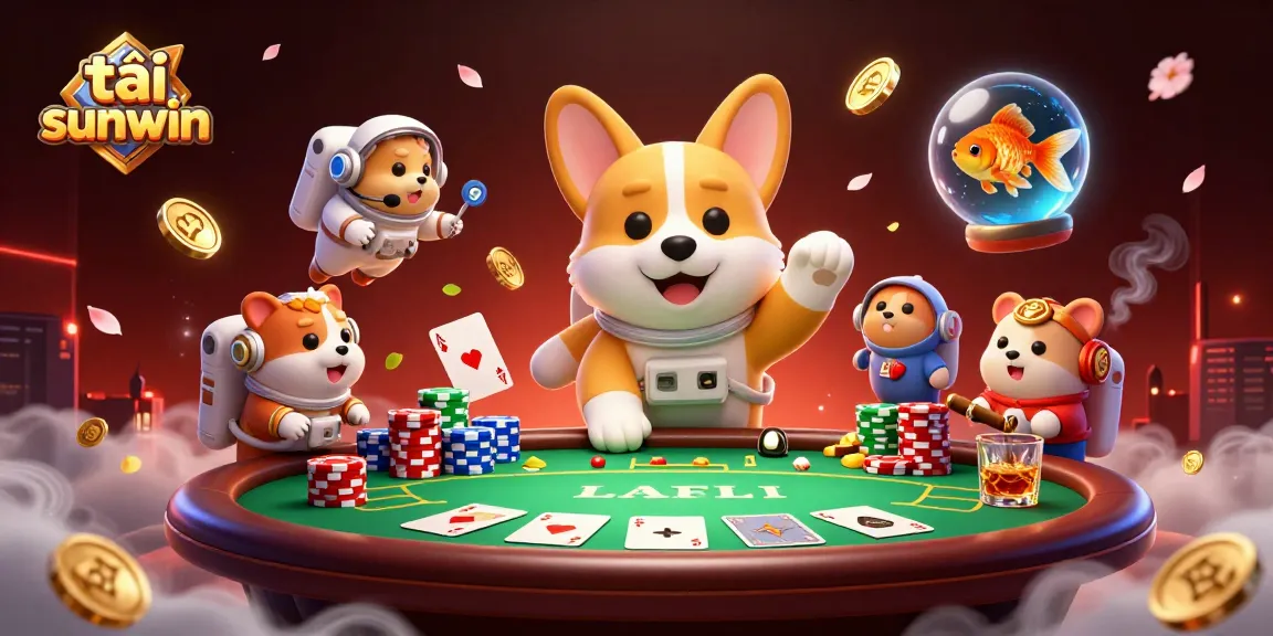 Engage in exciting gameplay with tải sunwin in this vibrant casino scene featuring astronaut corgi and more.